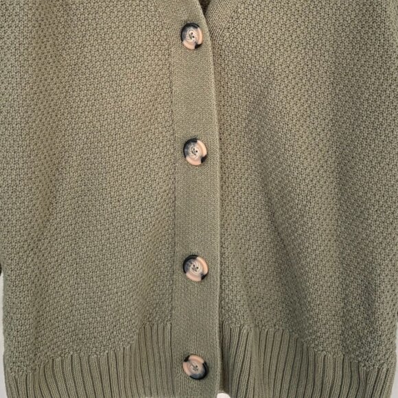 Gap Button Down V-Neck Seed Stitch Knit Cotton Cardigan - Picture 2 of 6